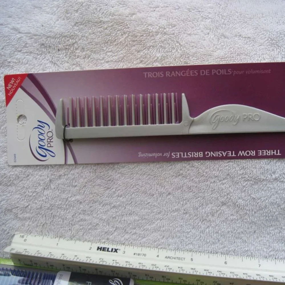 Goody Pro Volumized Hair Three Row Teasing Bristles Comb Tail Tease Smooth Salon